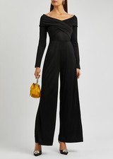 NWT Diane Von Furstenberg DVF Lucien Dressy Jumpsuit 6U.S. Black MSRP 440