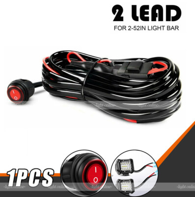 Wiring Harness Kit LED Light Bar 12V 40Amp Relay Fuse ON-Off Switch 2 Lead US