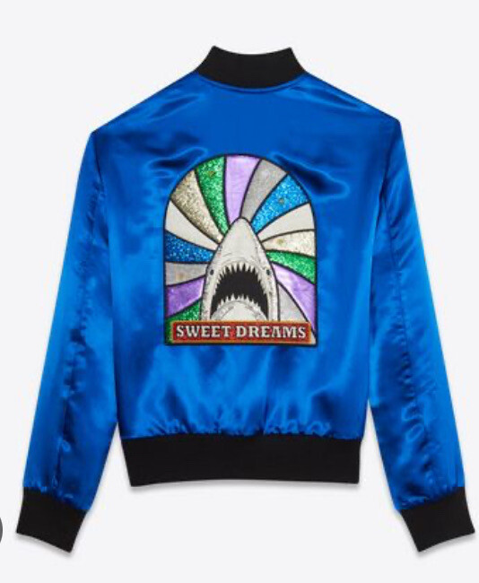 Giacca Bomber Saint Laurent Raso Teddy Taglia Italiana 50 UK 40 Sweet Dreams Squalo