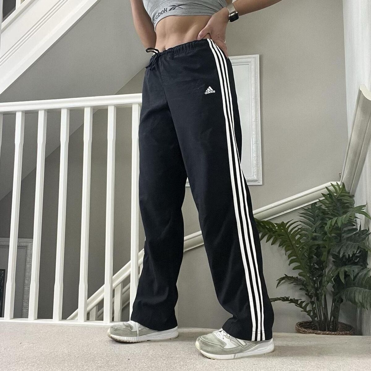 Vintage Adidas Loose Low-waist Flared Track Pants Trouser Vintage Adidas Loose Low-waist Flared Track Pants Trouser