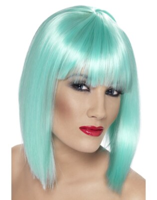 Parrucca Donna Brillante Color Neon – Stile Bob Lungo, Per Costume Cosplay E Feste Anni '80 - Foto 5