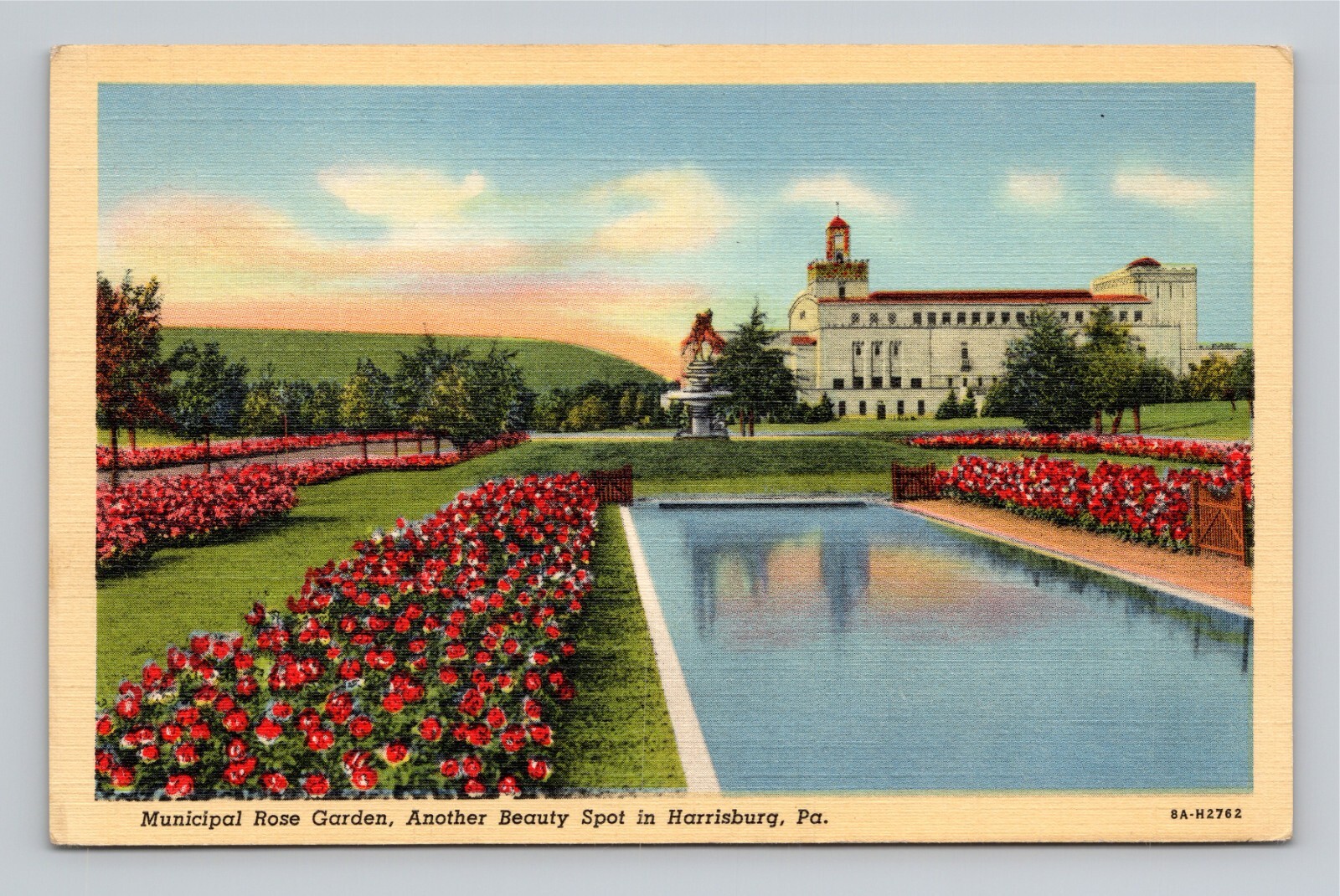 1938 Municipal Rose Garden Harrisburg Pennsylvania Linen Teich Postcard