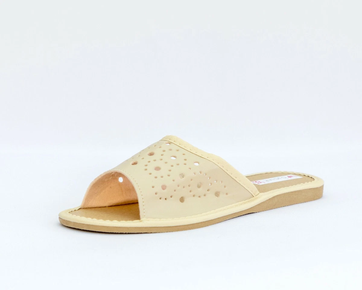 Womens Ladies Slippers Sandals Home Shoes Leather Kapcie UK Stock
