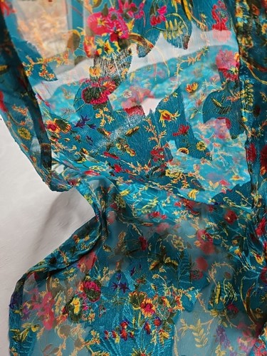 Victoria's Secret VTG GOLD LABEL Floral Satin Sleep Shirt Nightgown SHEER M/L - Picture 3 of 13