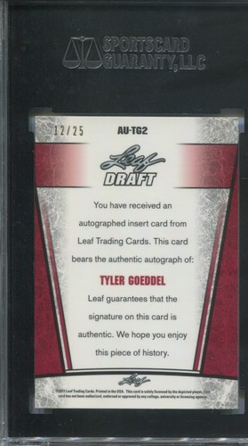 2011 Leaf Metal Draft Tyler Goeddel #AU-TG2 Auto RAINBOW BLUE /25 SGC 10 - Picture 2 of 2