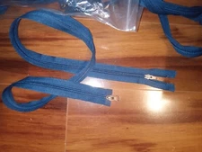 YKK 40" Double Pull #5 Molded Plastic Zipper Two Metal Pulls Standard Blue #103