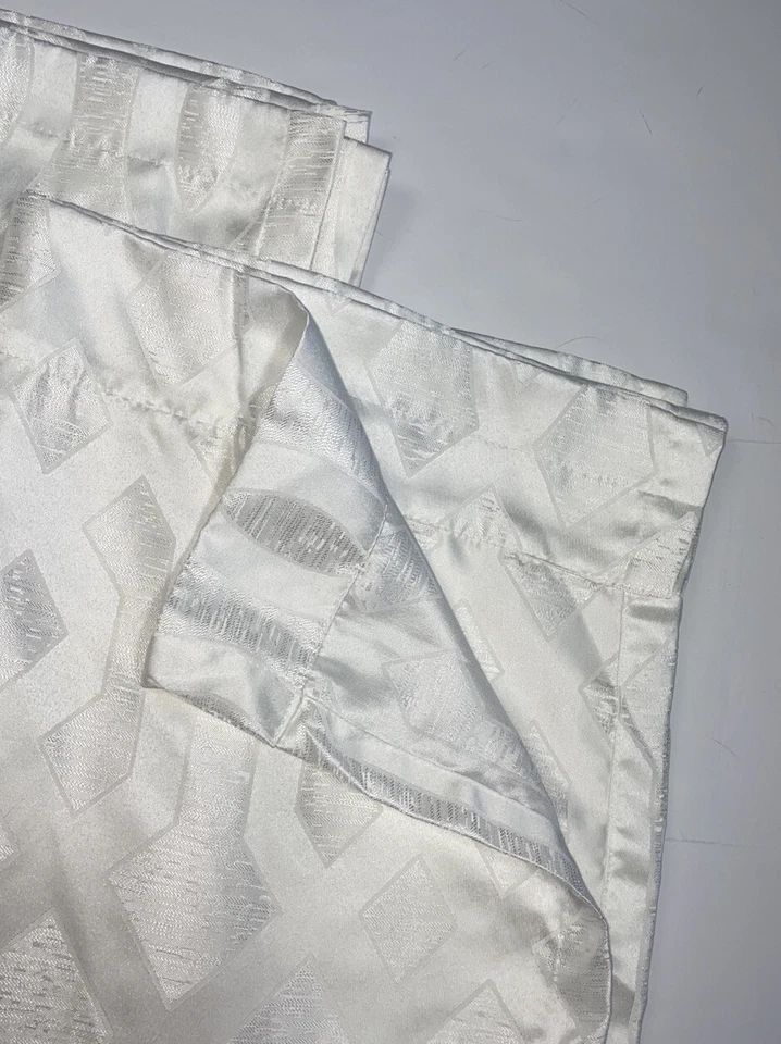 2 painéis cortinas brancas modernas cortinas padrão treliça estampa cetim longo 82 pares - Imagem 4 de 4