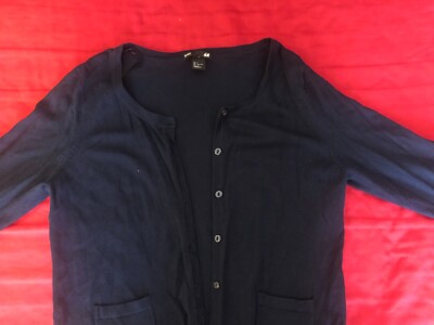 Basics H&M Strickjacke dunkelblau mit Knopfleiste Größe 