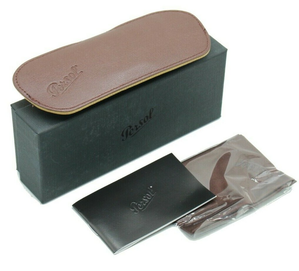 NEW PERSOL EYEGLASSES SUNGLASSES LEATHER BROWN SOFT CASE BOX 