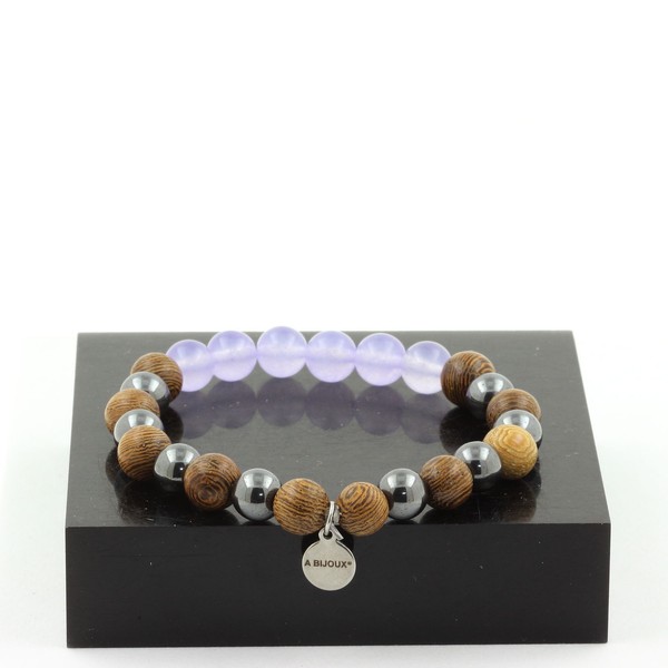 Mineralien Und Edelsteine. Armband Perlen Lavendel Chalcedon + HäMatit +-image