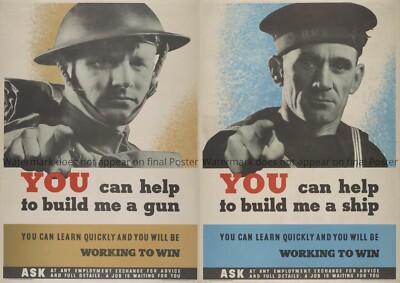 Second World War Great Britain Propaganda Poster gun ship