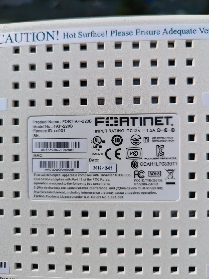FORTINET FORTIAP 220B 802.11an DUAL BAND ACCESS POINT # FAP-220B-A - Image 3 of 3