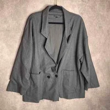 Grade & Gather Womens Blazer Jacket Size M/L Gray Wool Blend Double Breasted