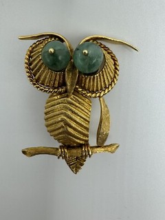 WOW! Fabulous LUXURY VINTAGE ANTIQUE 18k SOLID GOLD OWL PIN/BROOCH 11.25 g