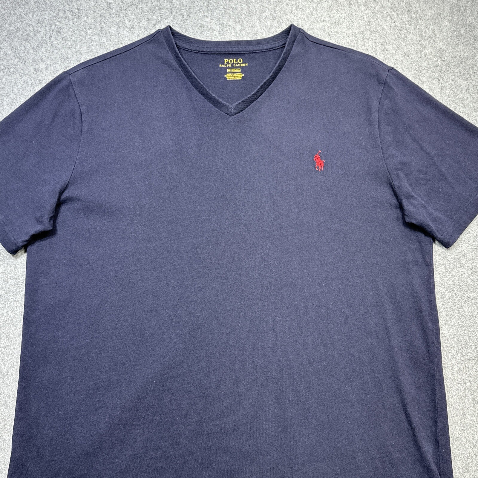 Polo Ralph Lauren camicia uomo blu medio scollo a V rosso pony preppy casual estate