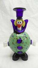 Hand-blown Murano Art Glass Big Body Clown Multicolour Candle Stick Holder Rare
