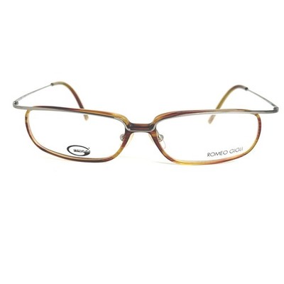 Romeo Gigli Genium RG33804 Eyeglasses Brown Silver Rectangle Frames 52-14-140