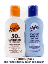 Malibu Sun Cream SPF50 & After Sun Lotion  2×100ml Multi Pack/Ice Blue after Sun