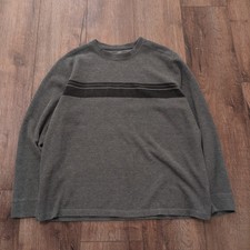 Y2K Faded Glory Men's Large Sweater Stripe Retro Gray