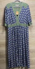New Boden Lily Jersey Midi Tea Dress Sapphire Blue Azalea Spring Size US 16/18