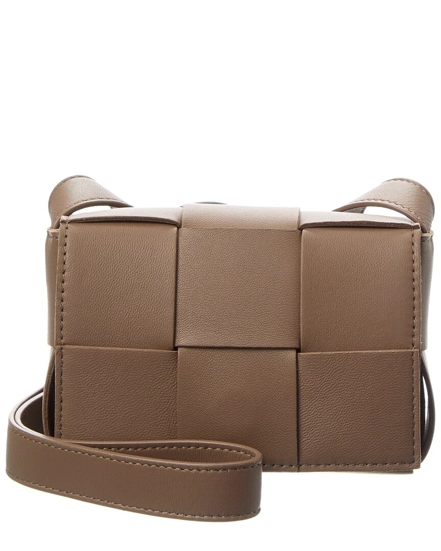 Bottega Veneta Cassette Leather Crossbody Women's Grey