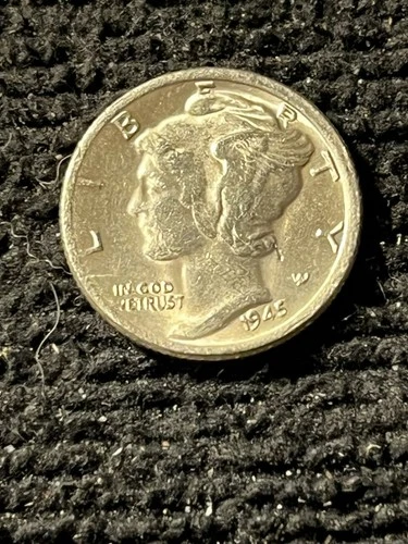 1945D Mercury Dime, Has A Cud Error On  (In) God We Trust, Should Grade As AU
