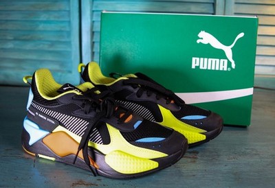Puma Men's RS-X Toys Athletic Shoes Black Lime Sheen Orange Blue US Size 8 NIB