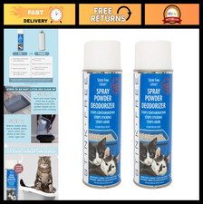 Non-Stick Cat Litter Box Deodorizer Powder Spray - Odor Eliminator 2 Cans 