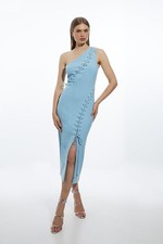 Karen Millen Bodycon Maxi Dress UK10 in Blue RRP £169