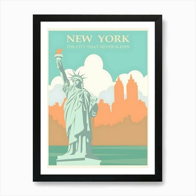 New York City Never Sleeps Art Prin Framed Wall Art Poster Canvas Print Picture