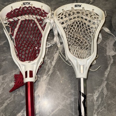 STX AL6000 & STX Lacrosse Complete Sticks Set of 2 Red & White Aluminum Plastic