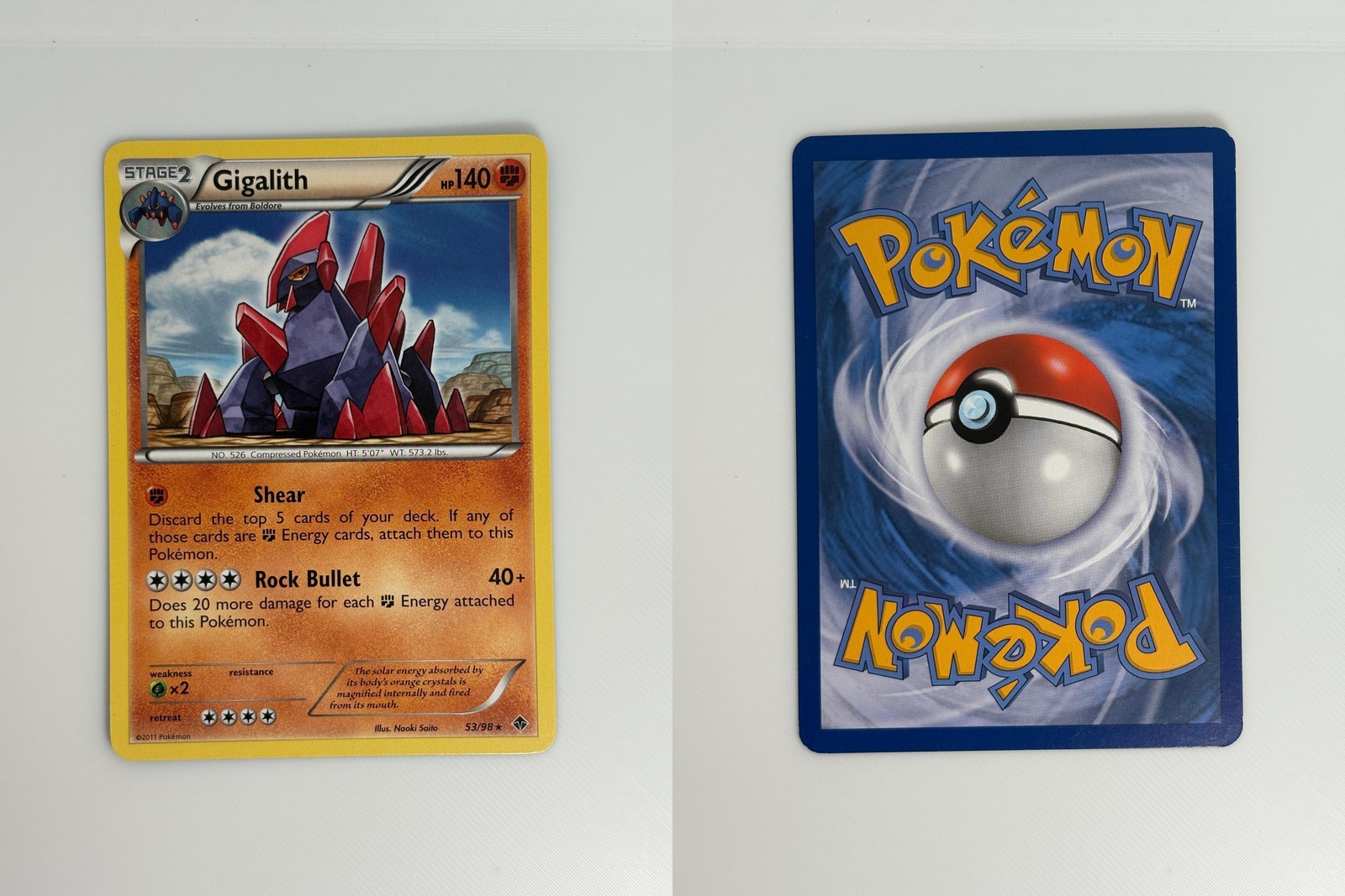 GIGALITH 53/98 RARE EMERGING POWERS POKEMON LIGHTLY PLAYED