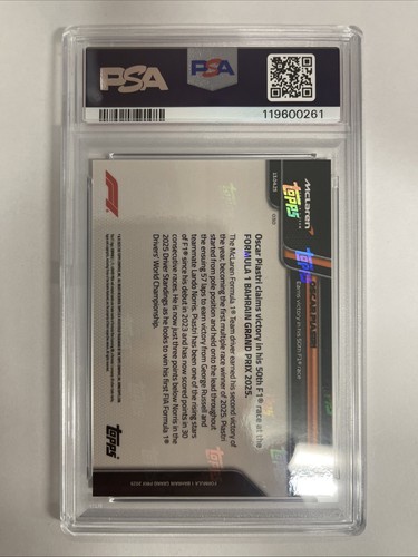 2025 Topps Now Formula 1 Oscar Piastri #30 Victory In His 50th PR /2733 PSA 10 - Picture 3 of 4