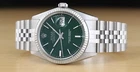 ROLEX MENS DATEJUST 1601 GREEN DIAL 18K WHITE GOLD STEEL WATCH w/ JUBILEE BAND