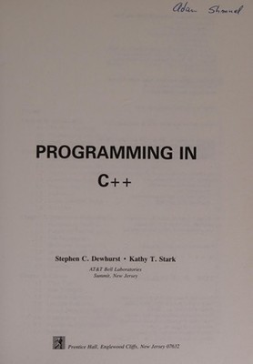 Programming in C Plus Plus Paperback Steve, Stark, Kathy T. Dewhu