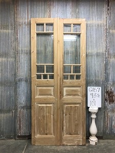 Antique French Double Doors (43.5x101) 8 Pane Glass, European Reclaimed G157