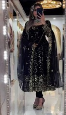 Latest Designer Black Faux Georgette Salwar Kameez With Dupatta For Women