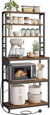Bäckerregal mit Steckdose Kaffeebar für Küche mit Stauraum 6 Ebenen