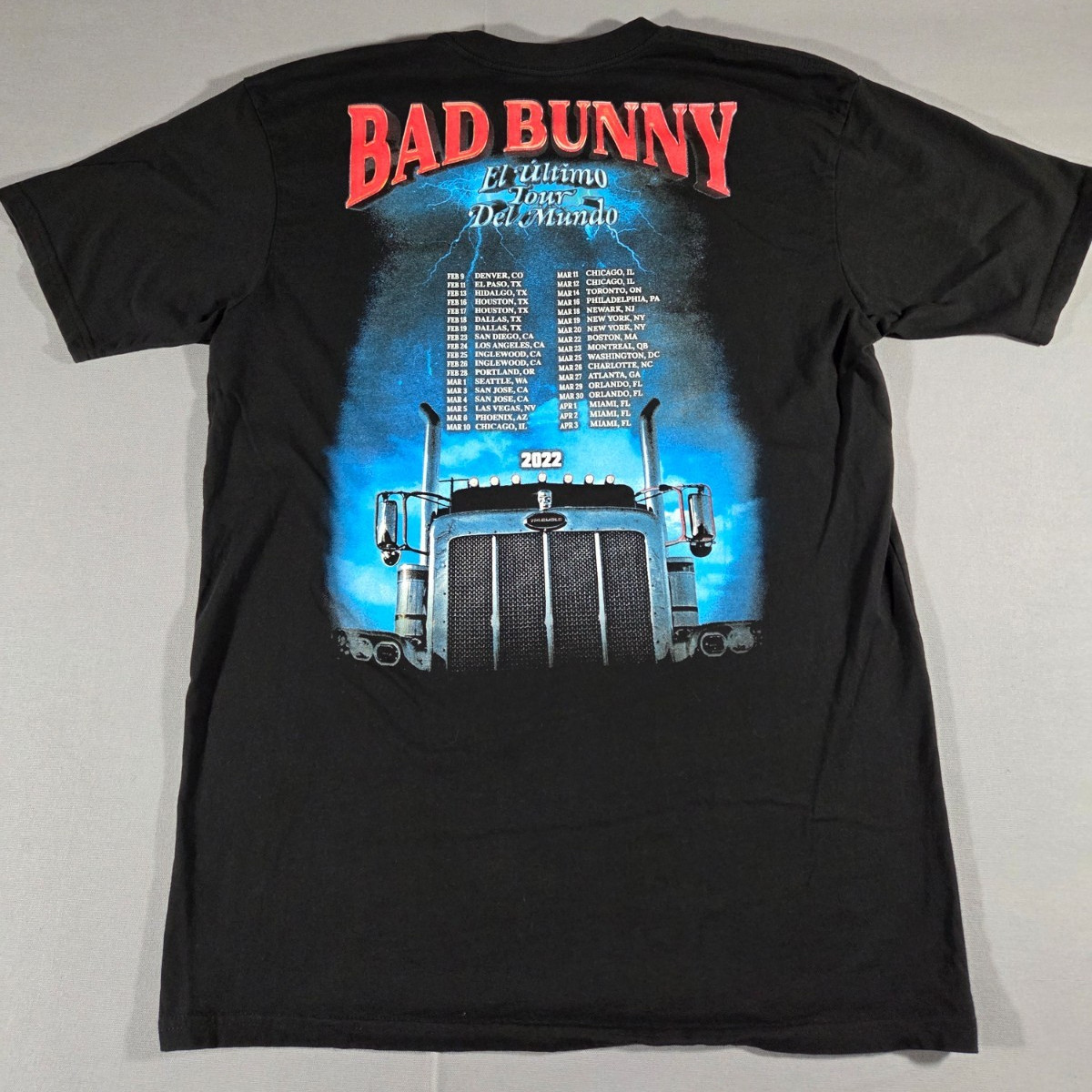 Bad Bunny Tour Shirt Mens Large Black Double Graphic El Ultimo Mundo 2022