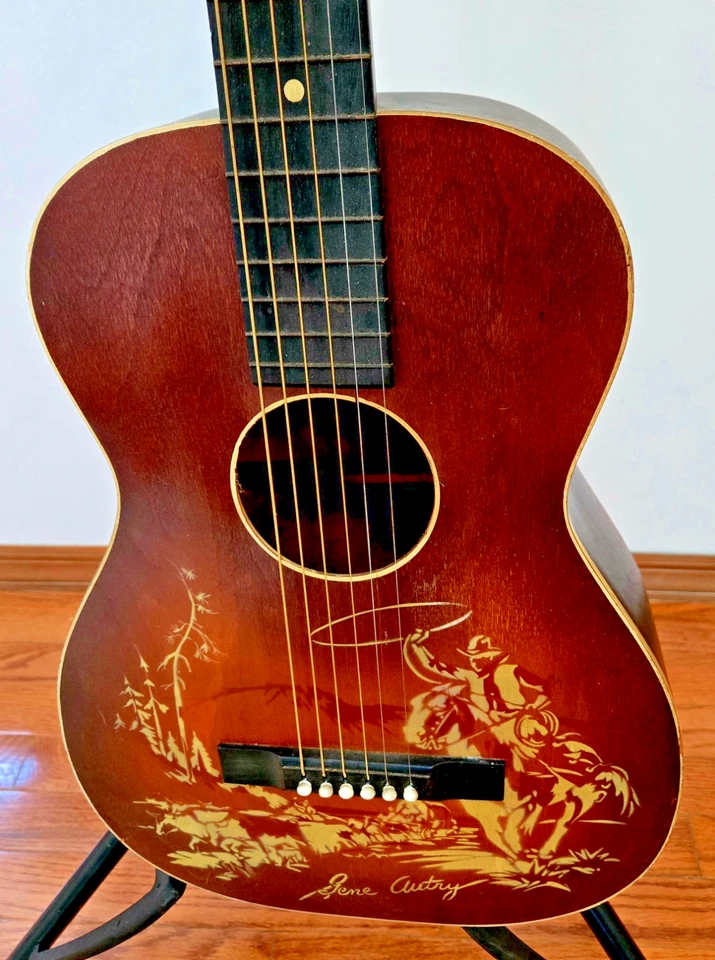 Vintage 40s Gene Autry Cowboy Stencil Parlor Acoustic Guitar ,MUST SEE !! - Image 2 of 4