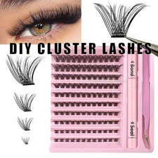 Individual False Eyelashes Russian Volume Eyelash Extensions w/ Glue Tweezers