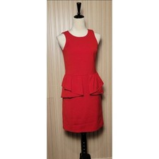 Michael Kors Red Peplum Sheath Dress Sleeveless Gold Back Zip Size 4