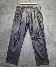 Mens Vintage Soft Black Leather Five-Pocket Pants Kenneth Cole 38x33 MINT