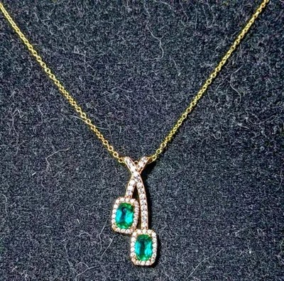 2Ct Oval Cut Lab Created Emerald Women's Pendant Necklace 14K Yellow Gold Plated
