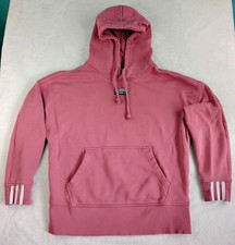 adidas Originals Women s Hoodie Size Small Pink Trefoil Double Logo 3-Stripe Cuf