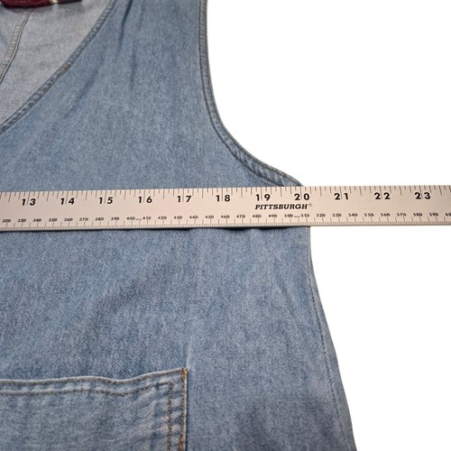 Vtg 90s Penny Lane Sz L Blue Denim Jumper Mini Dress Pockets 100% Cotton Classic - Picture 12 of 14