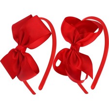 OAOLEER Grosgrain Bow Headband for Girls, Red 1 Count Pack of 2 ,