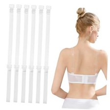 3 Pairs Adjustable Bra Strap Replacement for Swimwear 12mm Clear-white Hook