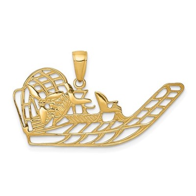 Echt 14K Gelbgold Luftboot Anhänger; Damen & Herren