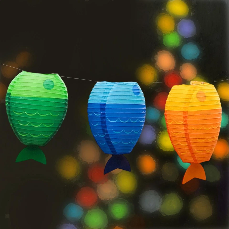 Lanterne en papier en forme de poisson, décoration créative pour fête de - Photo 1/1
